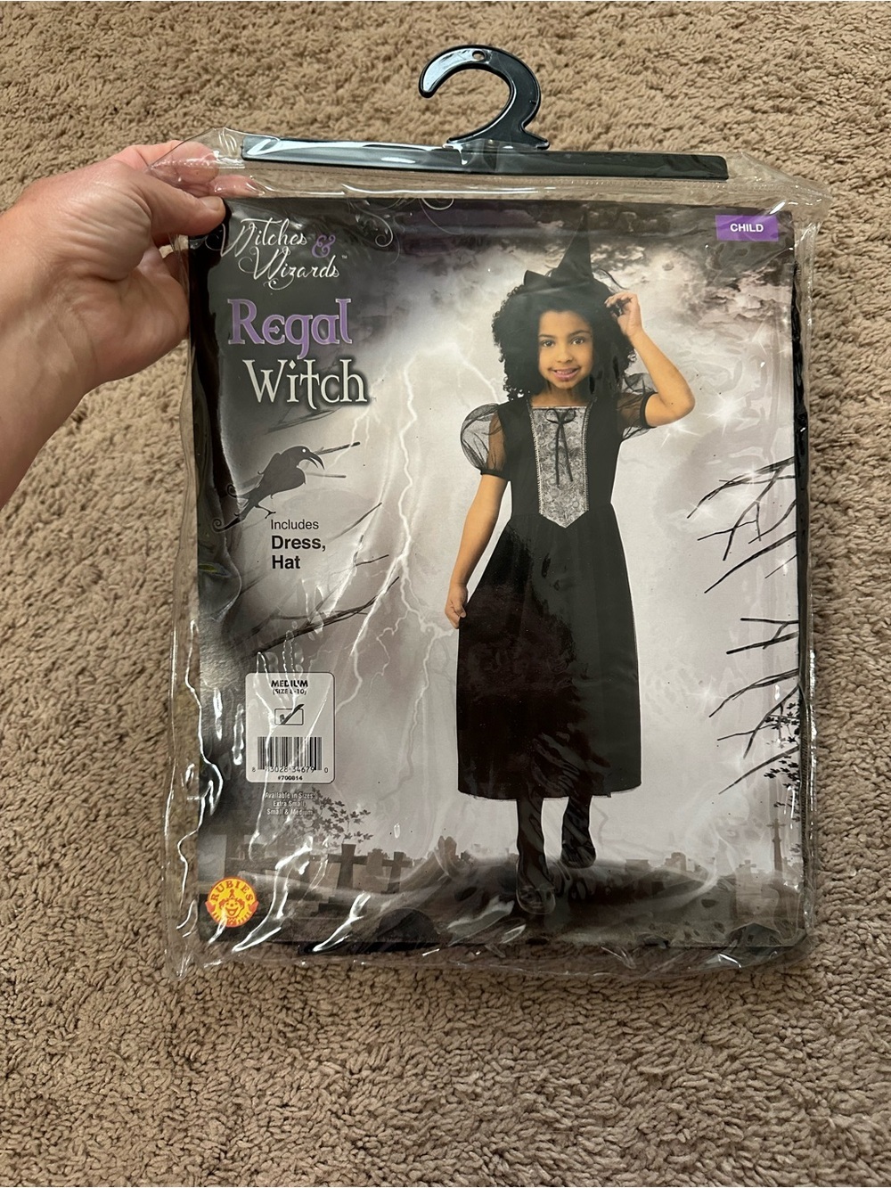 Rubies Regal Witch Girls Halloween Costume Dress Hat Child Size M 8-10